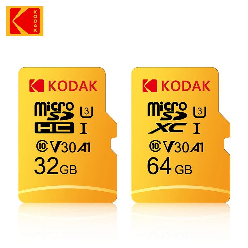 Карта памяти KODAK Micro SD, 64 ГБ, 32 ГБ, U3, V30, 4K, класс 10