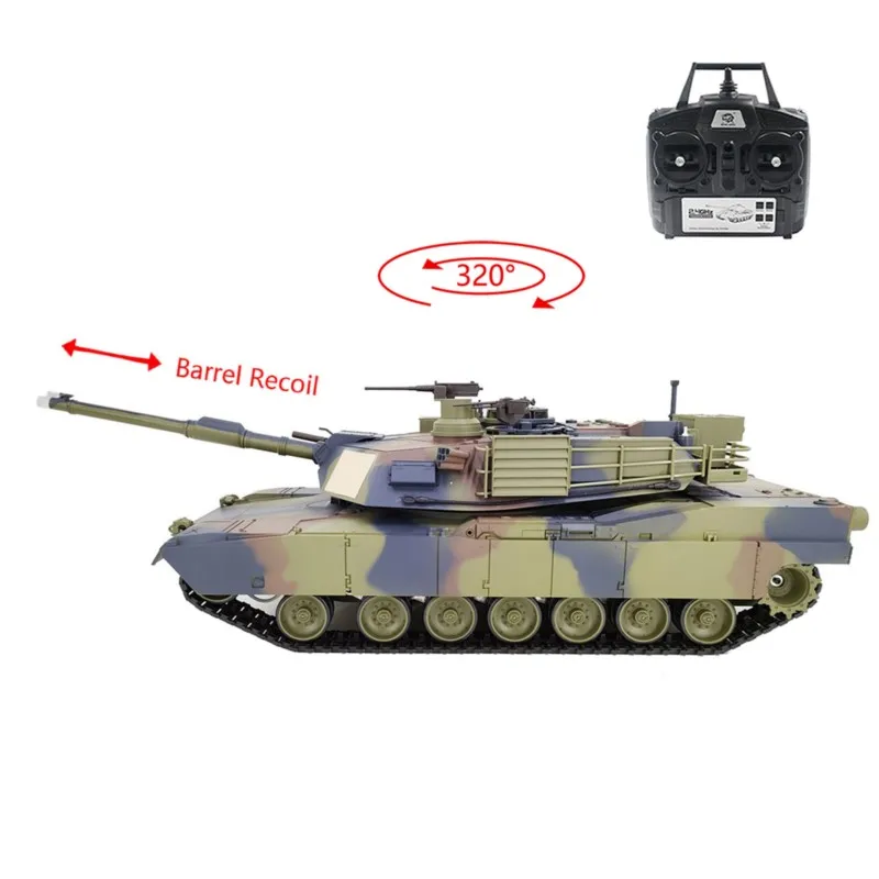 Kunststoff 2,4 G Henglong 1/16 M1A2 Abrams RTR RC Panzer TK7.0 Mainboard 3918 Elektrokettenwagen Barrel Recoil 320 Grad Turm