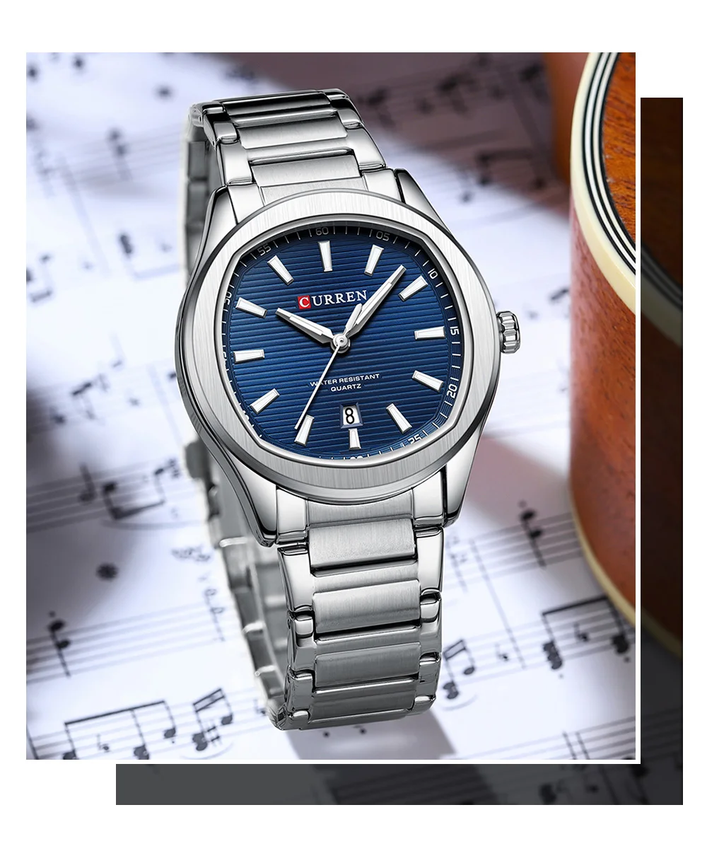 CURREN Modische Minimalistische Quarzuhr für Herren Zweifarbiges Edelstahlarmband Luxus-Armbanduhren mit Leuchtzeigern – Detail 18