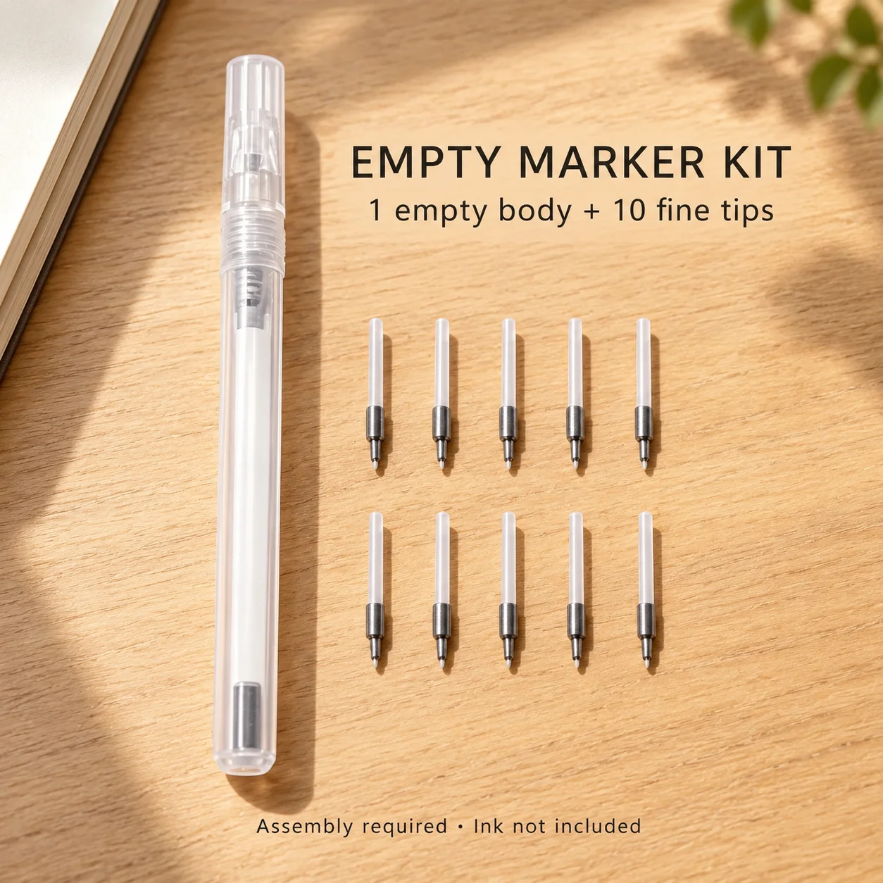 1 Empty Fine Marker Body with 10 Replacement Head Assemblies Kit