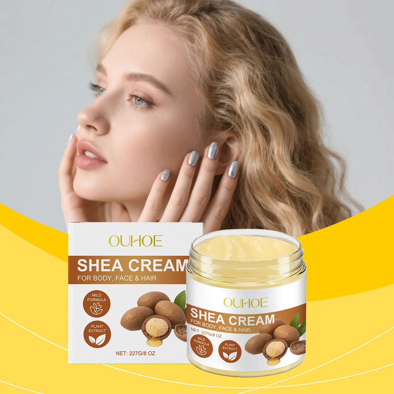 

Multi-Use Shea Butter Care Cream - Gentle Formula for Daily Use, Nourishes Moisturizes Skin & Hair, Improves Rough Skin Areas