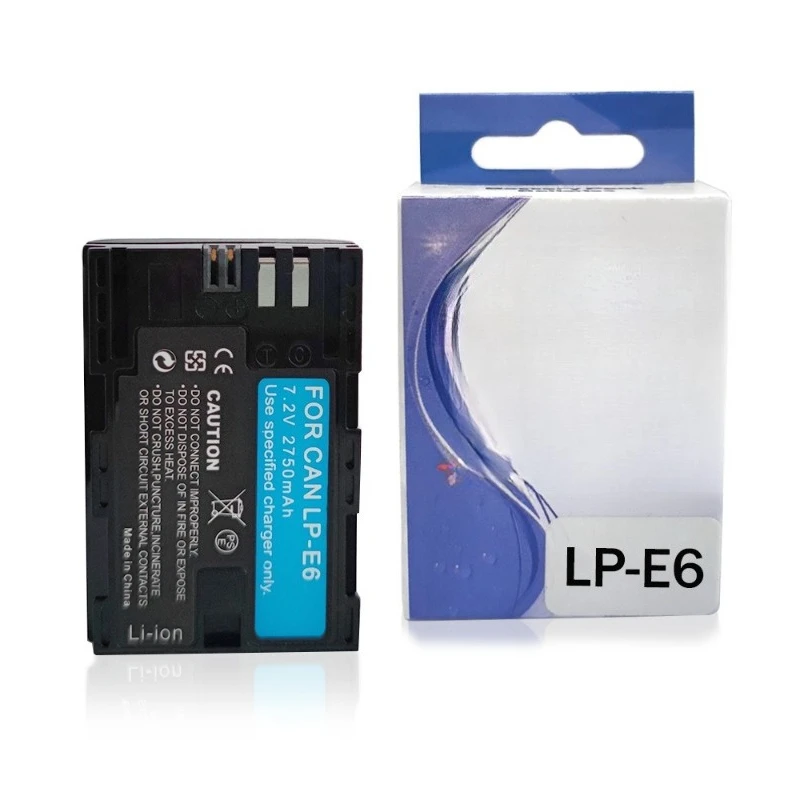 2750mAh 7.2V Camera Battery Replacement  LP-E6 LP-E6N  Compatible for  Canon 5D3 5D4 6D 7D2 80D 90D Digital SLR Camera