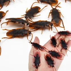 10pcs Prank Cockroach Plastic Simulation Fake Roach Bug Trick Joke Toys Halloween Props Spoof Decoration Artificial Insects