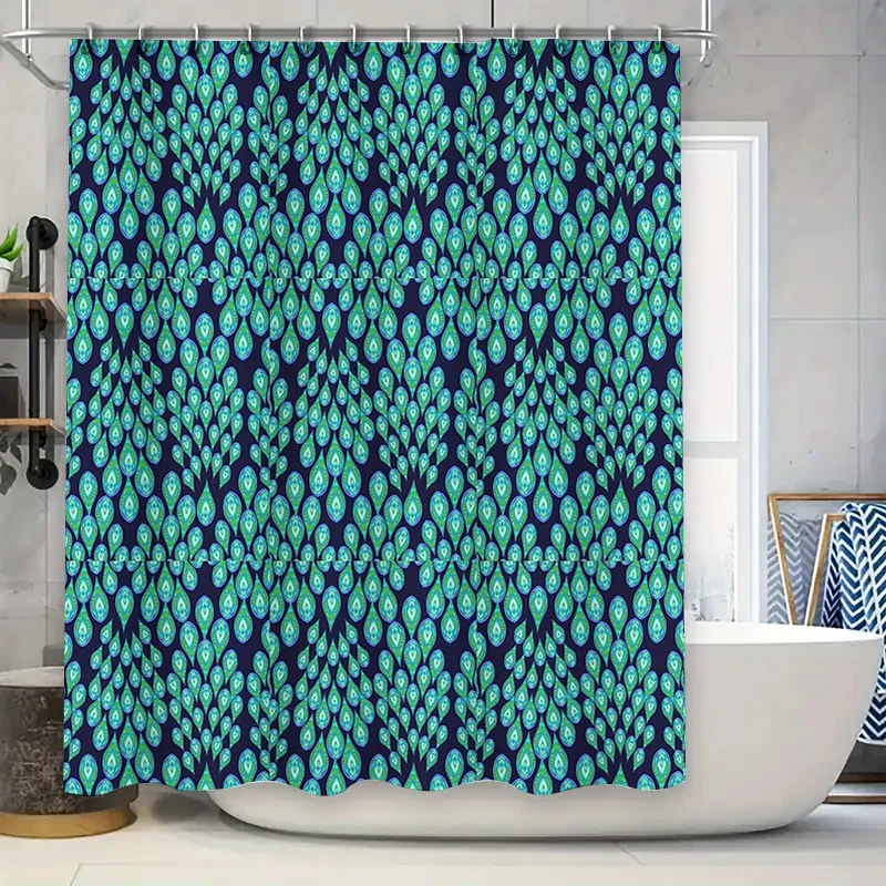 

Bathroom Shower Curtain Waterproof Floral Pattern Vintage Blue Green Botanical Nature Home Decor Washable Fabric Liner