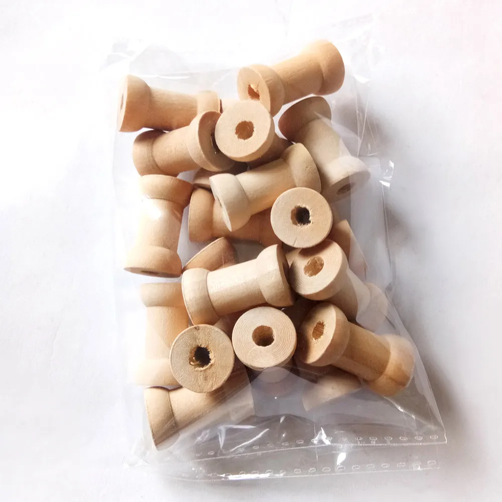 

20Pcs Premium Wooden Spools Craft Bobbins for Sewing Decoration Dress Making Stringing Sorting Activities Home Furnishings Props
