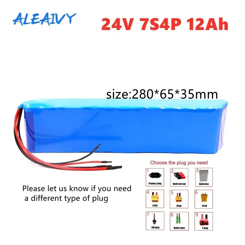 

24V Battery Pack 7S4P 12Ah 250w 350w 18650 Lithium Ion Rechargeable Battery for Electric Bike, Folding Bike, Electric Scooter