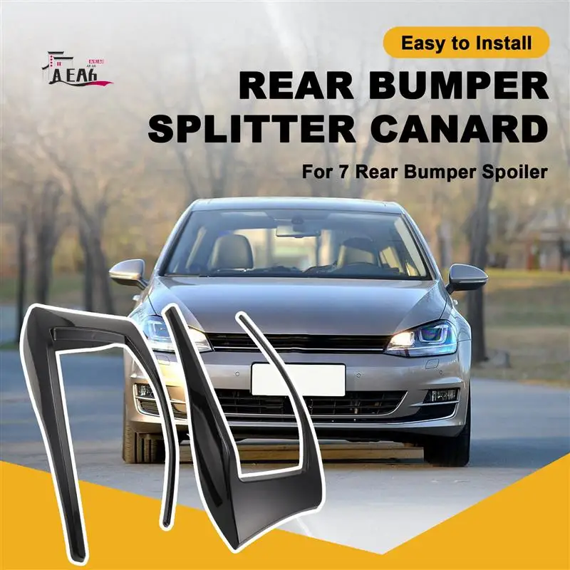 

AEA6-For -Golf 7 MK7 GTD 2012-2015 Rear Bumper Splitter Canard Fog Lamp Light Air Vent Side Trim Cover Bright Black