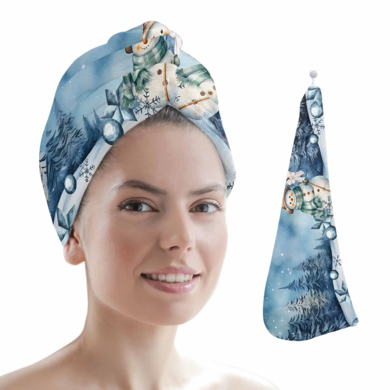 Starry Sky Forest Snow Scene Quick-dry Hair Towel Cap Girl's Hair Drying Hat Bath Hat Microfiber Towel Hair Dry Cap