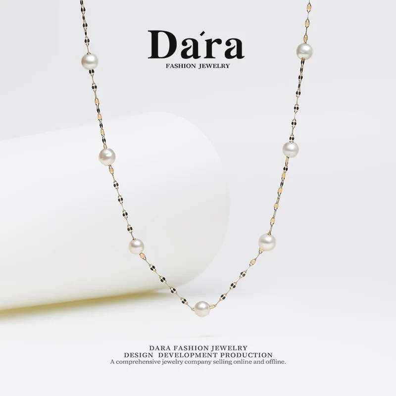 Freshwater pearl necklace 4.5-5.5mm white pearls near-round shape with strong luster, elegant daily accessory for women