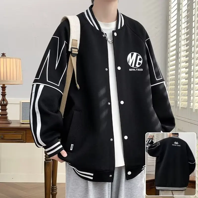 

2024 Men's Baseball Uniform Sweatshirts Jacket M-6XL Men's Clothing Spring Autumn Korean Fashion Loose Male Coat New