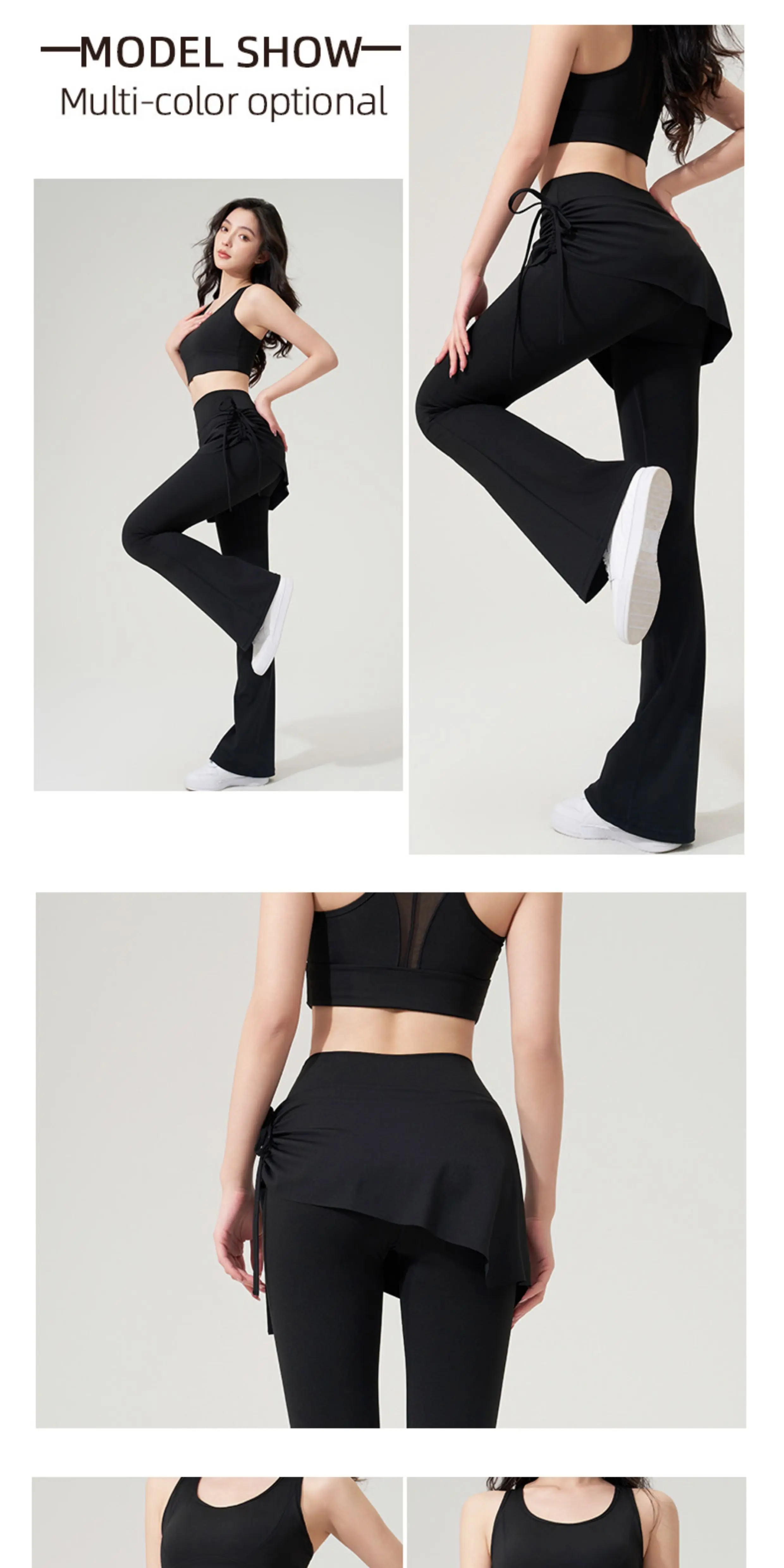 Yoga-Schlaghose, zweiteilige Rockhose, hohe Taille, Hüftlift, eng anliegend, Anti-Exposure, Pilates-Sport-Fitness-Leggings – Detail 3