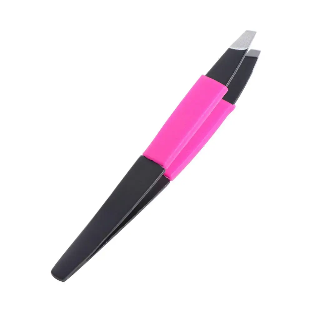 Grooming Slanted Precision Eyebrow Tweezer Silicone Stainless Steel Facial Hair Removal Non-Slip Eyebrow Shaping