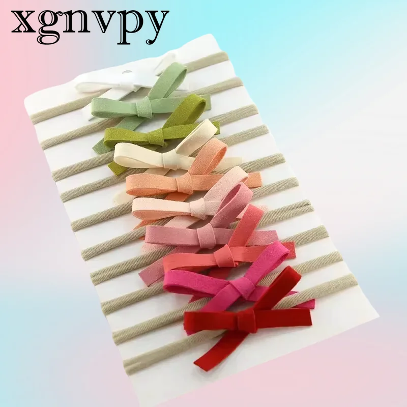 xgnvpy European and American new creative plush cotton hair tie headband with high elasticity and no hair bow nylon headband