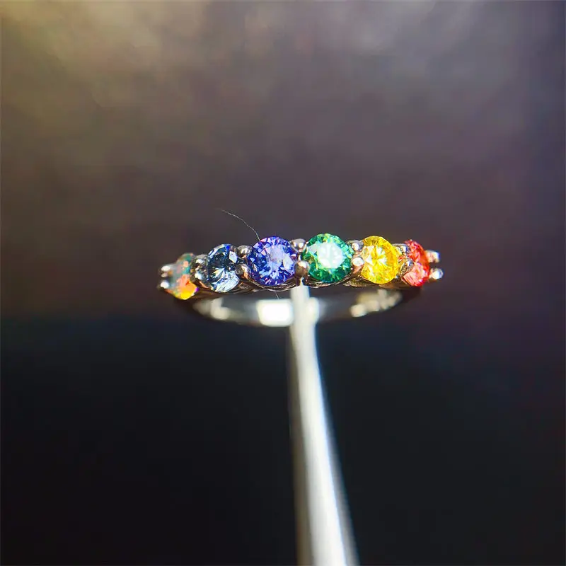 Engagement Rings for Women Rings 3mm 6pcs Moissanite Ring  925 Sterling Silver Band Ring for Daily Wear