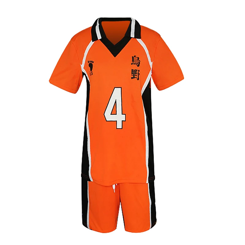 Haikyuu To the Top No.4 Nishinoya Yuu Orange Jersey T-shirt Pants Sports Wear Karasuno High Libero Cosplay Costume Anime Uniform