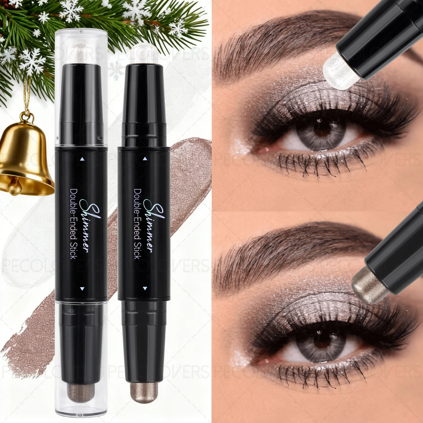 

1 шт., жемчужный мерцающий макияж, ленивый макияж глаз, градиентная блики, двухцветные тени для век, идеальная серия рождественских подарков