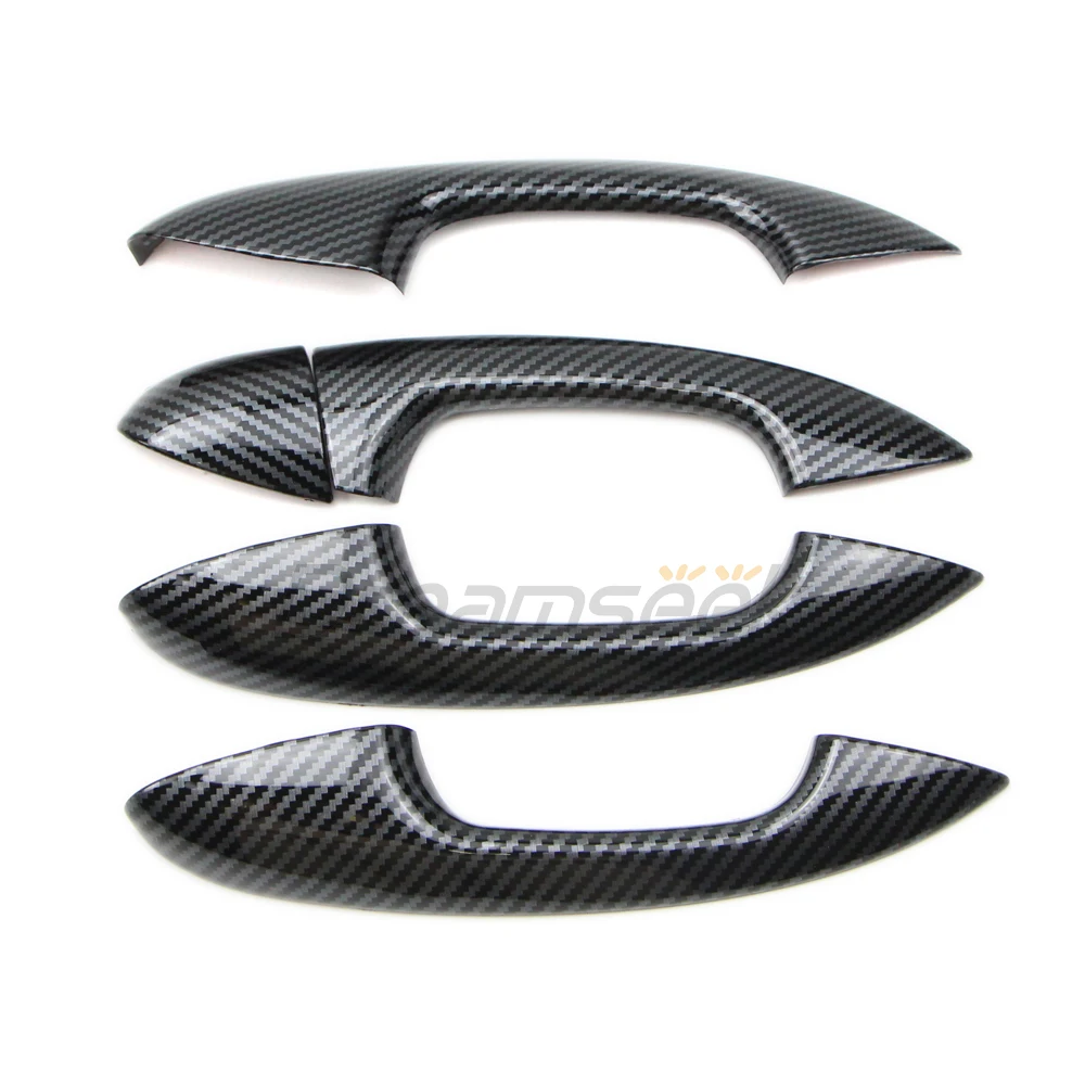 5pcs Side Door Handle Half Cover Fit For Mercedes-Benz C-Class W205 2015-2021 GLC X253 2016-2022 Carbon Fiber Style Molding Trim