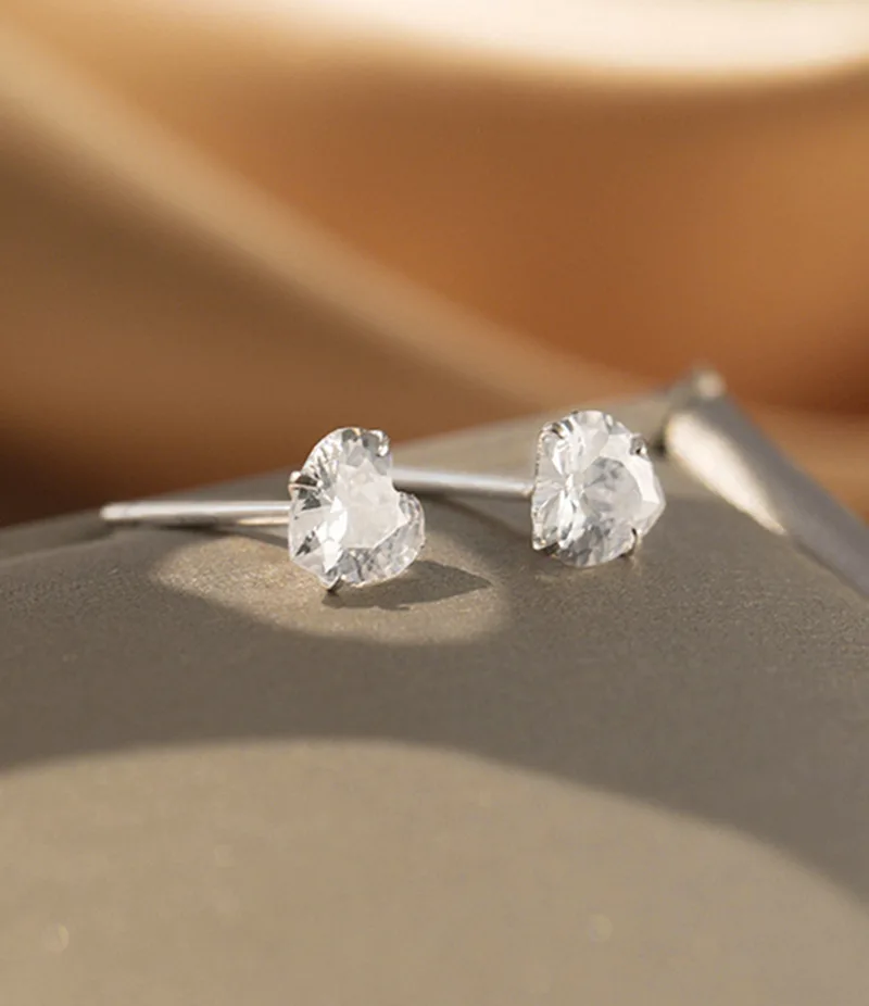 925 Sterling Silber 4/5/6mm Herz-Piercing-Ohrstecker für Frauen, Verlobung, eleganter, luxuriöser Qualitätsschmuck im Großhandel – Detail 5