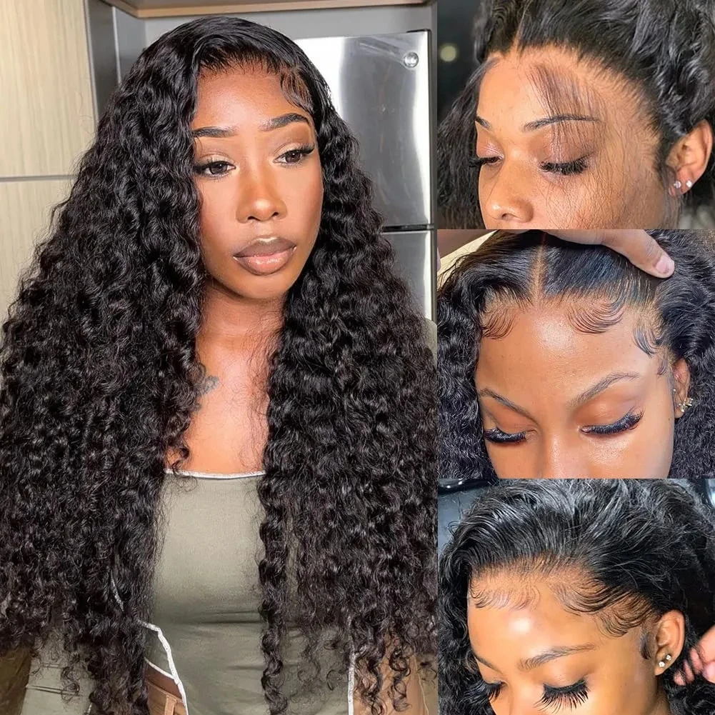 

Deep Wave Wigs Human Hair 13x4 HD Lace Front Wig Curly Water Wave Remy Brazilian Pre Plucked 4x4 Transparent Lace Closure Wig