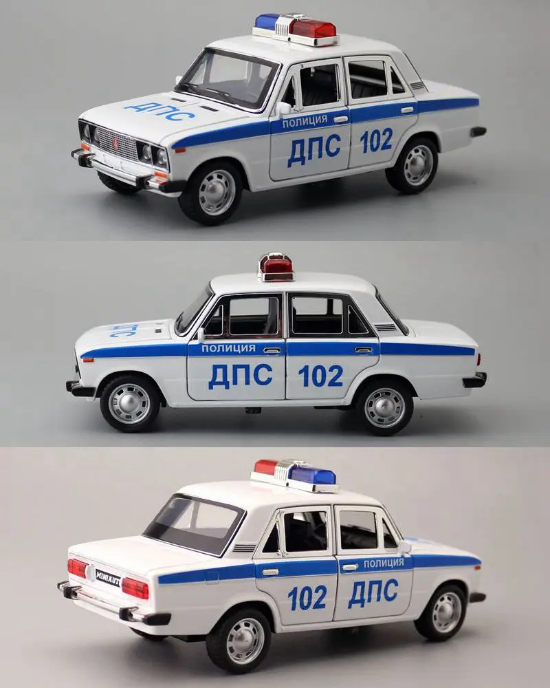 1: 24 alloy car model simulation LADA 2106 police car sound and light feedback toy children's gift