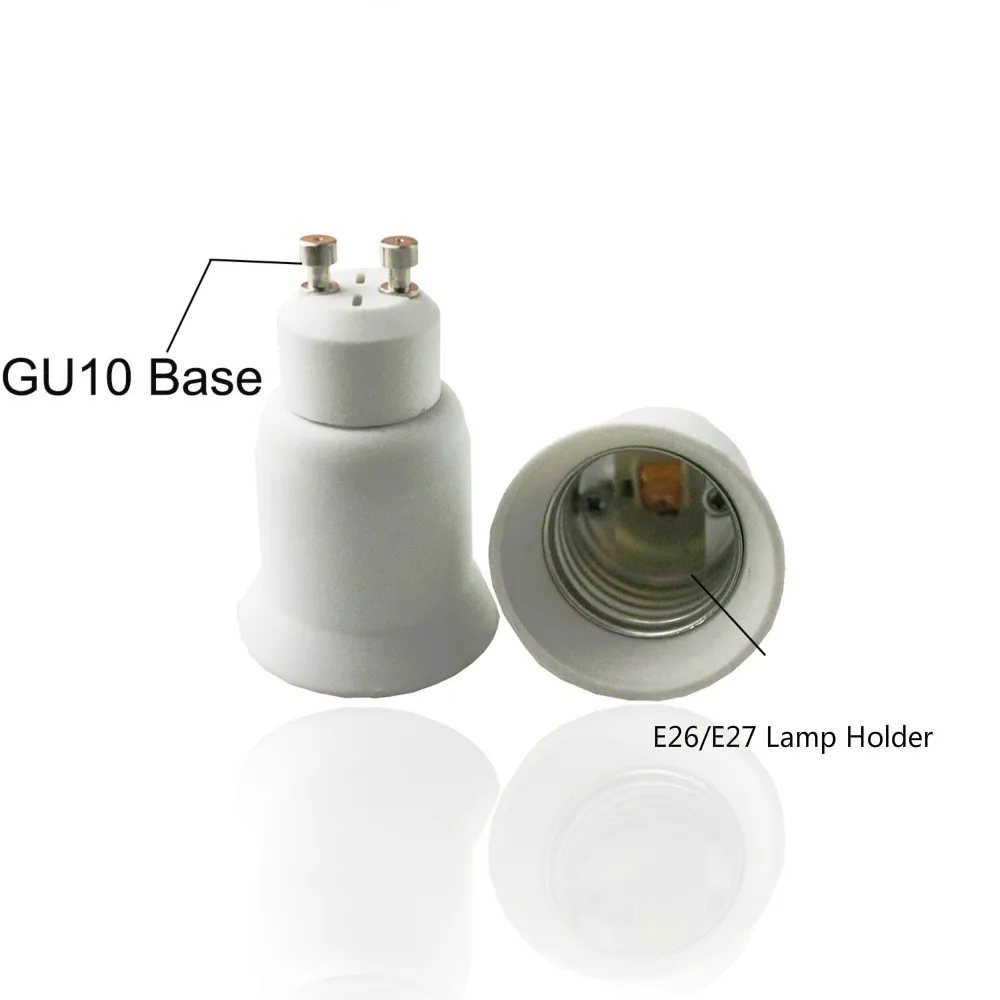 2PCS GU10 To E26 E27 CFL LED Lamp Holder Adapter PBT Housing Gu10 2P Standard Medium Edison Screw Bulb Light Socket Converter