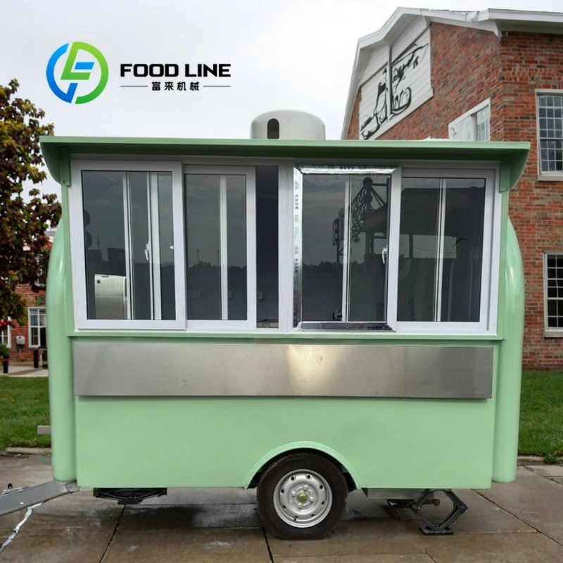 

Mini European Style Fiberglass Food Truck Trailer for Coffee Snacks Ice Cream Chips Hot Sale Customized
