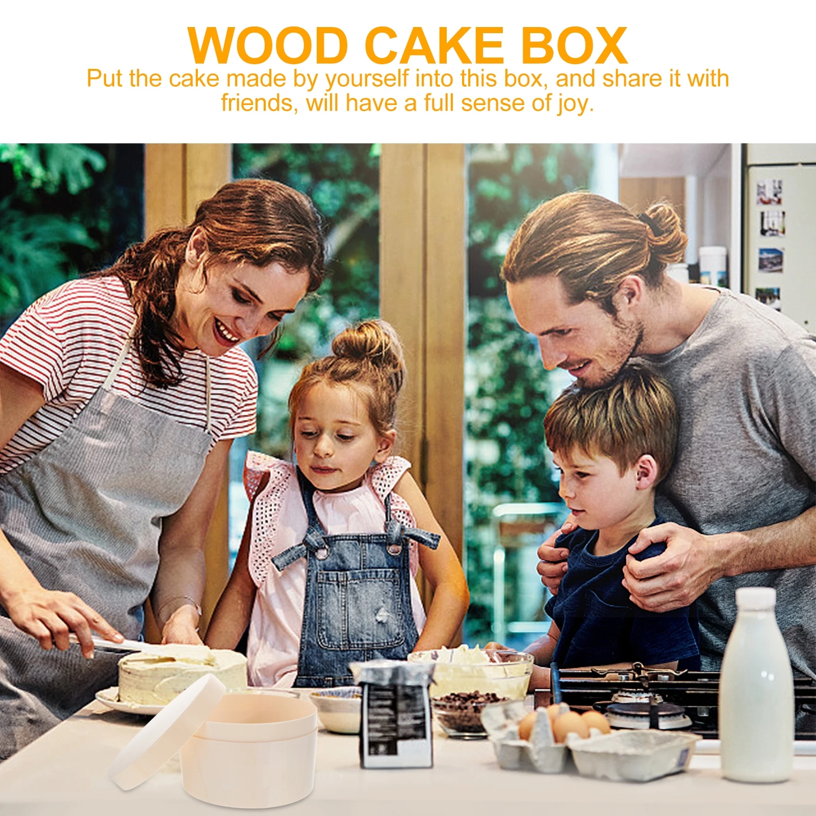 

2pcs 4 Inch Round Cheese Cake Box Wood Birthday Festival Party Cake Carrier Decorative Bakery Storage Container Wedding Home Use