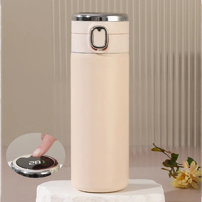 نموذج جديد كوب ماء للفتيات ذو مظهر بسيط وأنيق، كوب معزول ذكي، كوب كذاب محمول من الفولاذ المقاوم للصدأ