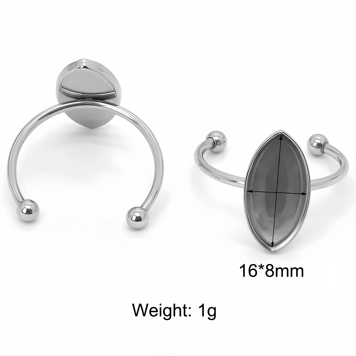 3/10 Stück Edelstahl Verstellbare Ringfassungen, Leere Basis, Verschiedene Formen, Cabochon-Knopf-Fassungen für DIY-Schmuckherstellung – Detail 11