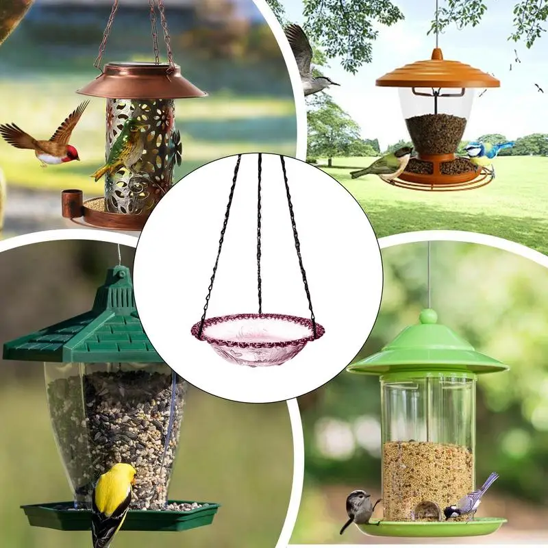Comedero para baño de pájaros, baños para exteriores, estación de agua de Metal resistente, decorativa para Patio, visualización de vida silvestre, cubierta de balcón