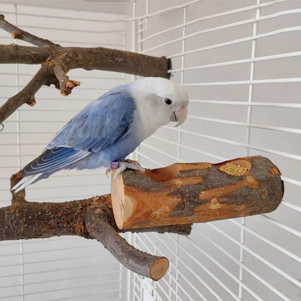 

Solid Wood Bird Feeder Durable Apple Wood Bowl for Parrots Cockatiel Storage Nuts Fruits Treats Bird Cage Accessories Feeding