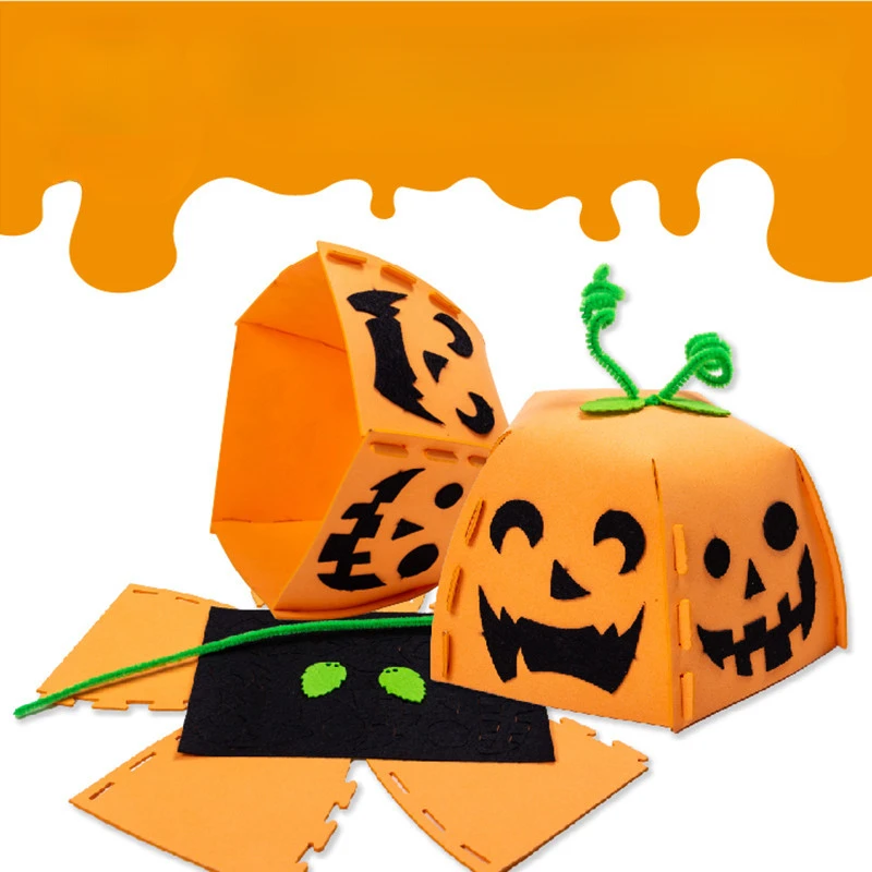 Chapeau de Citrouille Fait à la Main pour Enfant, Jouets Artisanaux Amusants et Créatifs, Décoration d'Halloween, Pack de Matériel de Maternelle