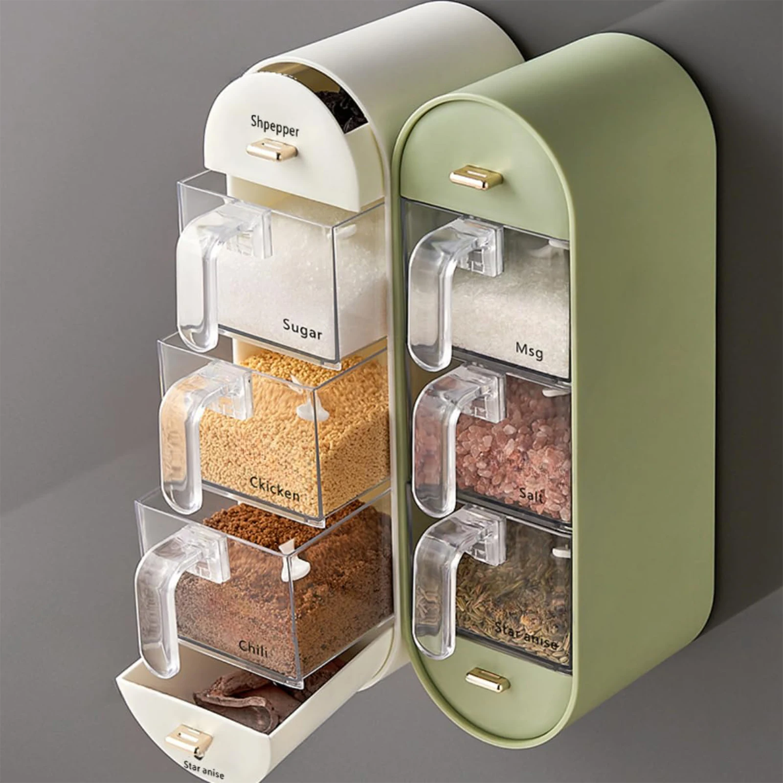3 in 1 Kitchen Seasoning Box Sturdy Storage Container Salt Boxes for Sauces Sugar Spice Beans