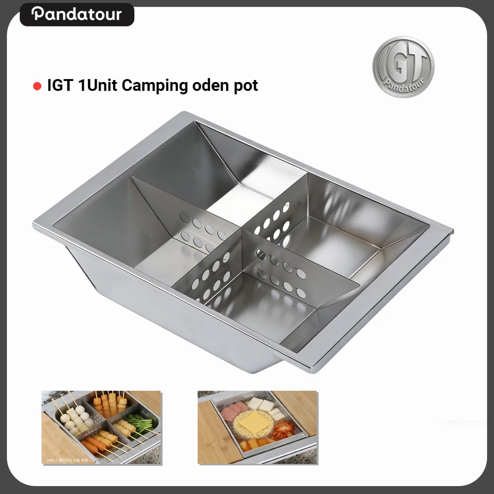 

Многофункциональная походная кастрюля Pandatour Camping IGT Unit Oden Pot из нержавеющей стали, большая кастрюля для приготовления пищи, настольная кастрюля для супа.