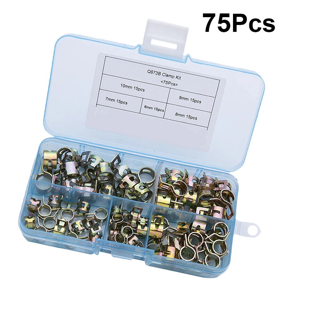 

75pcs Spring Clamps Metal Hose Worm Gear Fastener 6mm 7mm 8mm 9mm 10mm Inner Diameter Water Pipe Silicone Lightweight