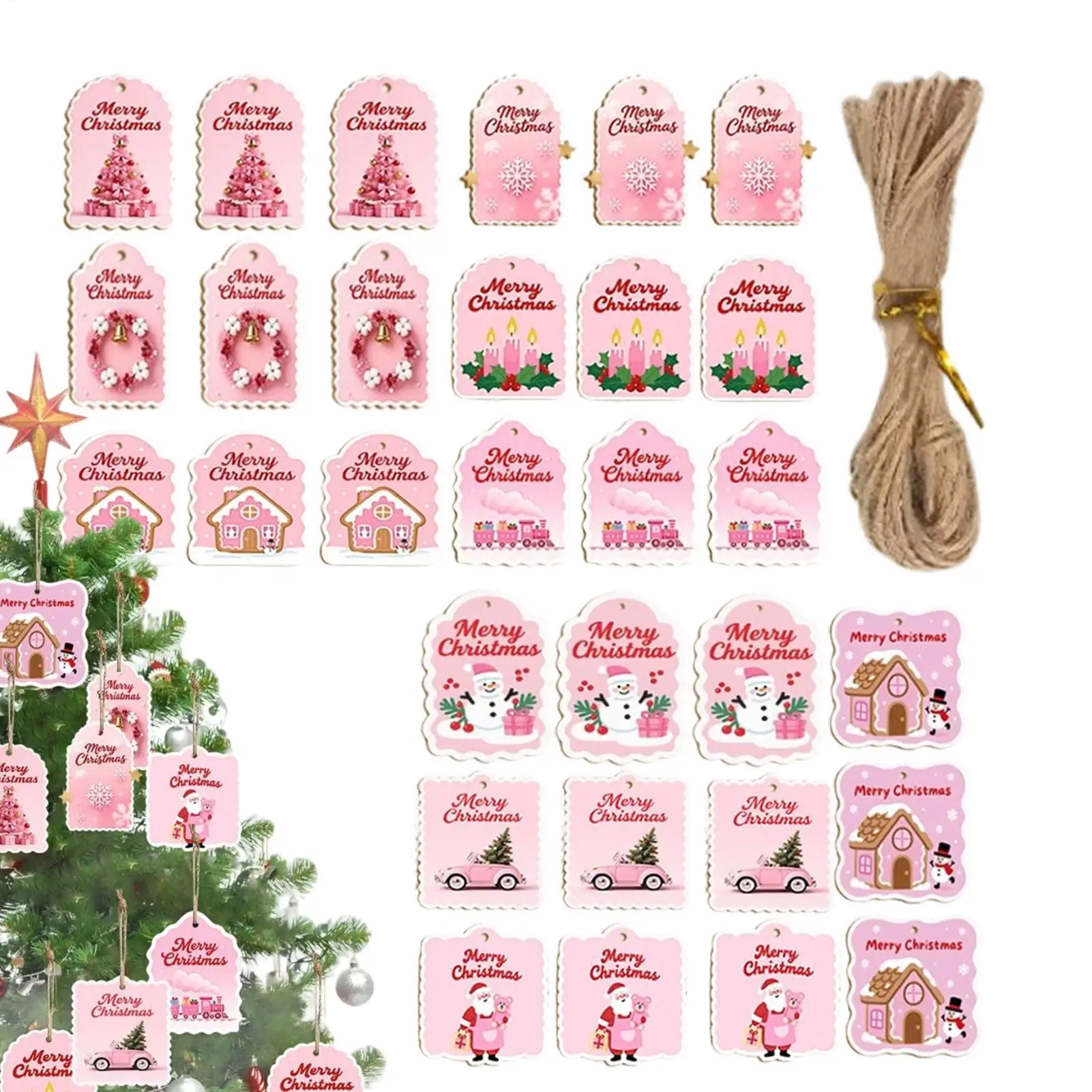 Christmas Tags 30 Pieces Ornaments Wood Christmas Tags With String And Holes For Holiday Crafting Birthday Halloween Party