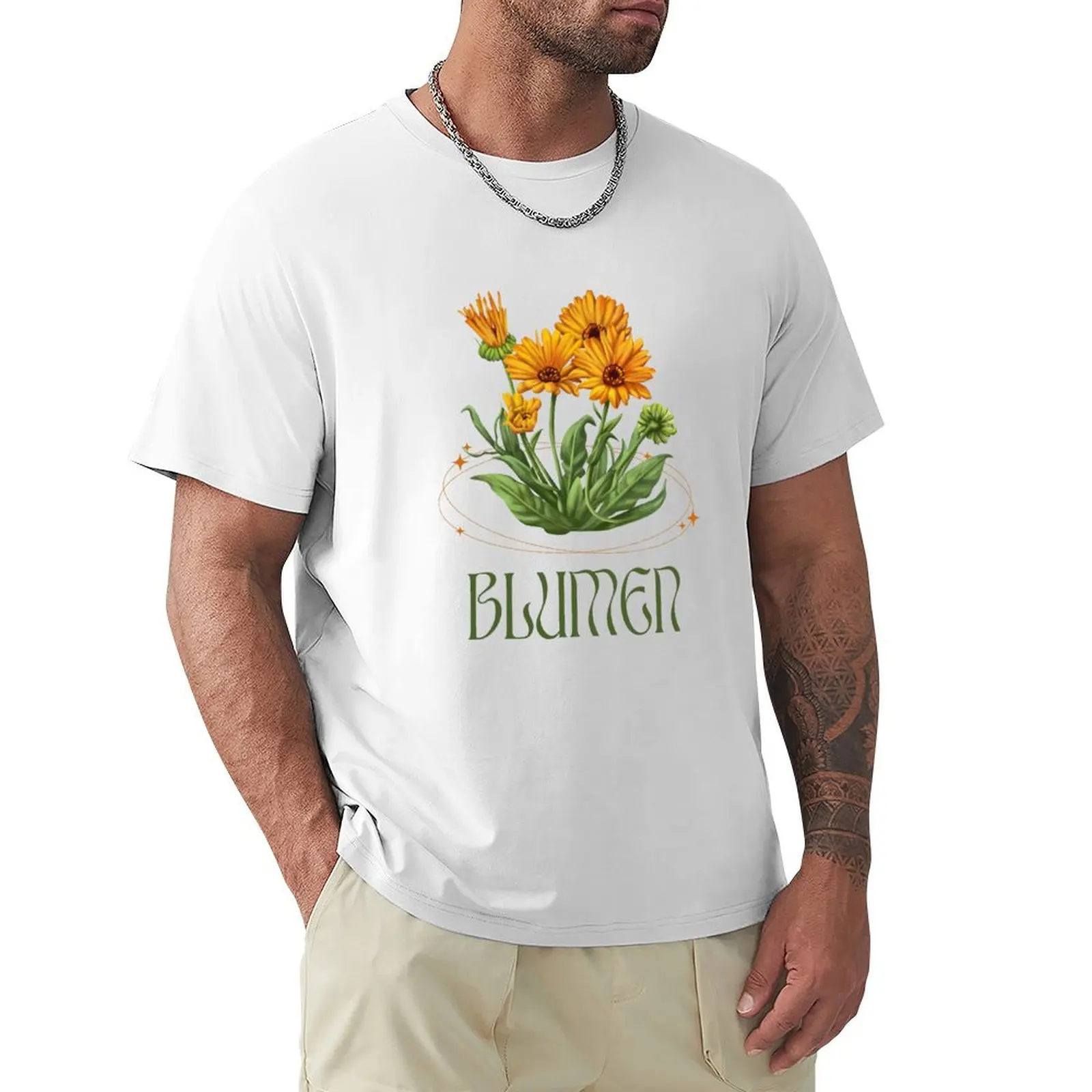 Blumen Yellow Background T-Shirt heavyweights plain mens big and tall t shirts