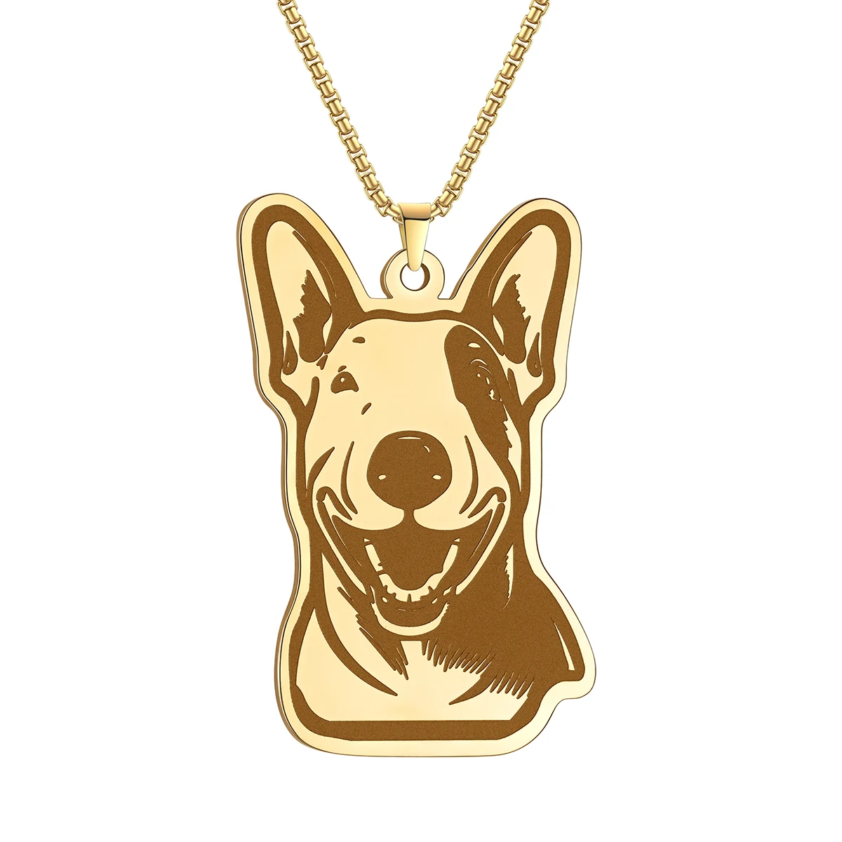 Gold Color Stainless Steel Bull Terrier Dog Pendant Necklaces Chains Man Women Choker Pet Dog Necklace Jewelry Decor Para Mujer