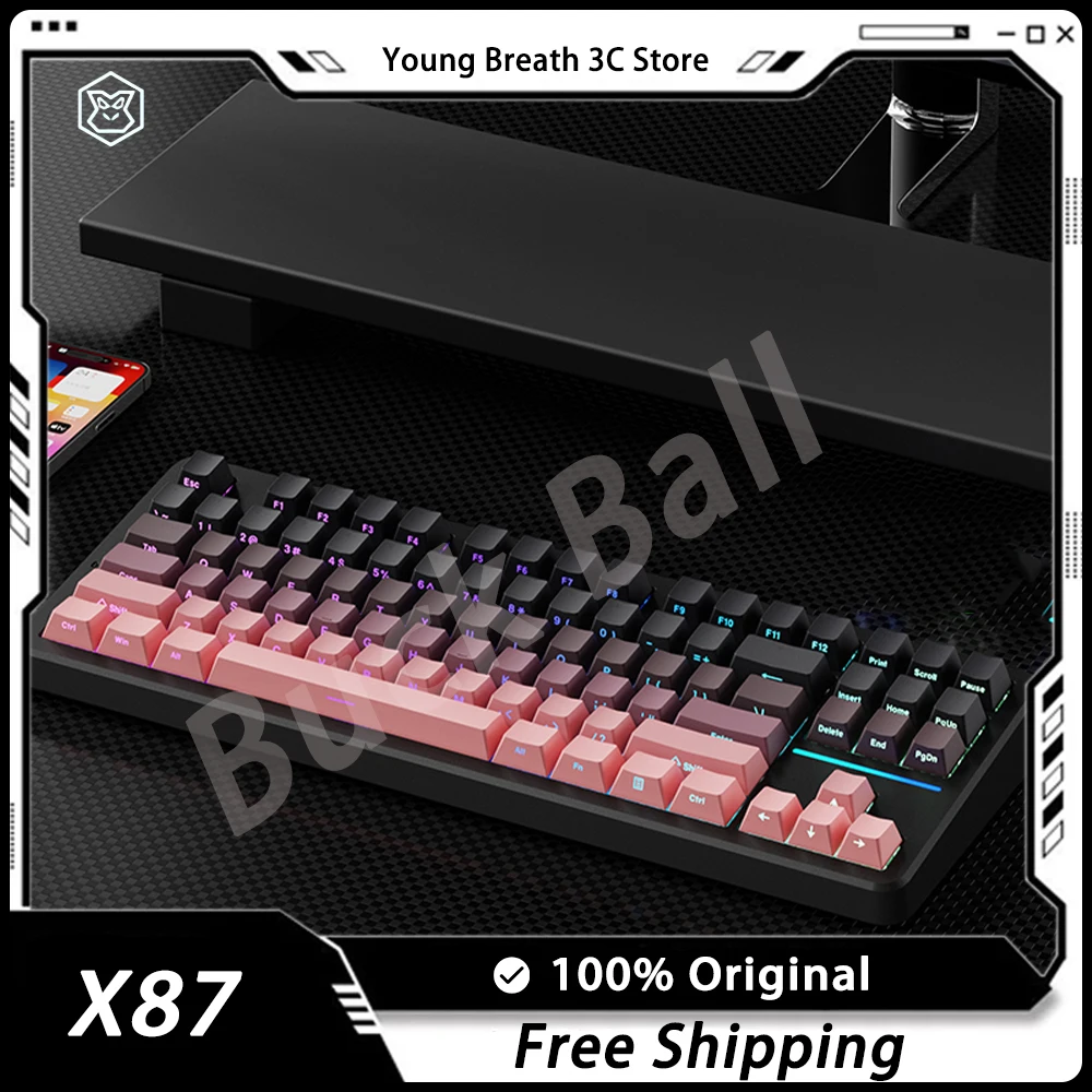 

EWEADN X87 Mechanical Keyboard Three Mode RGB Gasket Wireless Gaming Keyboard Hot Swap 87Keys Pc Gamer Office Accessories Gift