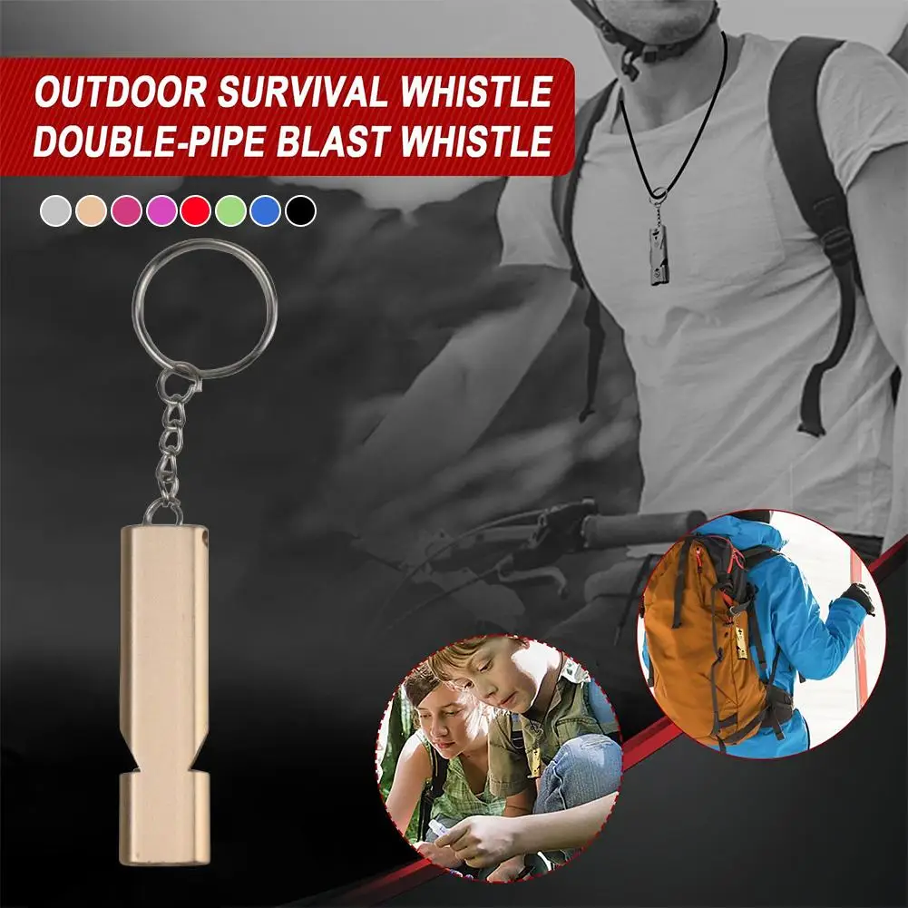 Double Pipe Whistle Pendant Keychain High Decibel Outdoor Sports Survival Emergency Whistle Camping Tools Multifunction Whistle