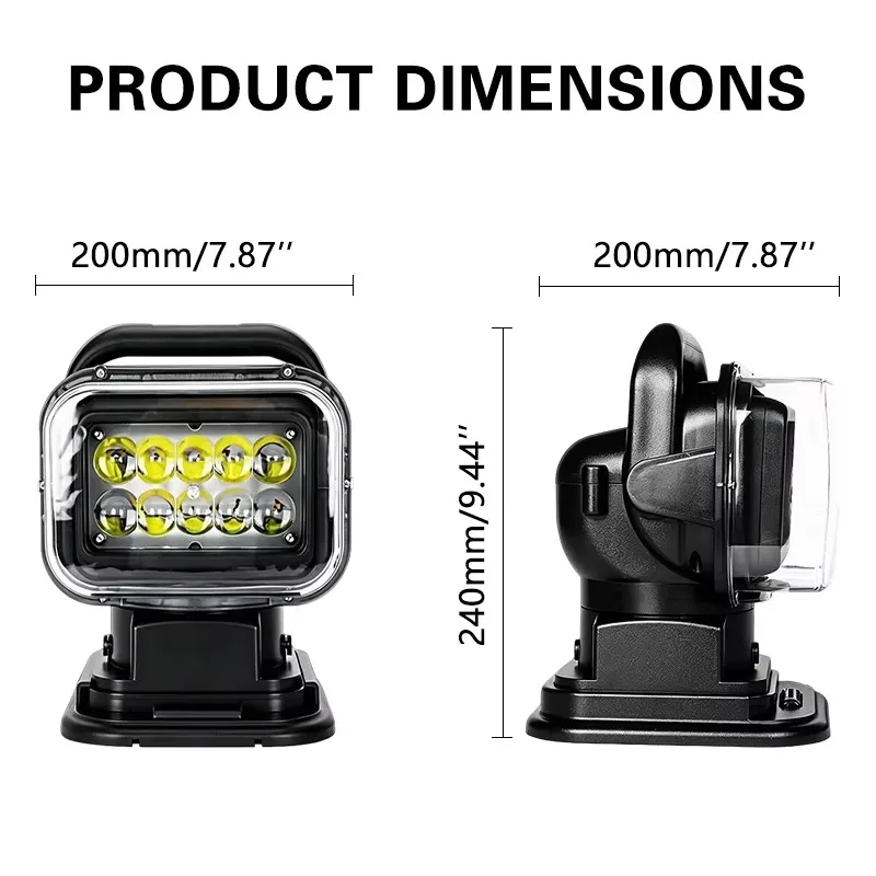 Wireless Remote Control 7 Inch 50w Marine Searchlight, Vehicle Searchlight LED Searchlight, Suitable for Camping Fast Delivery