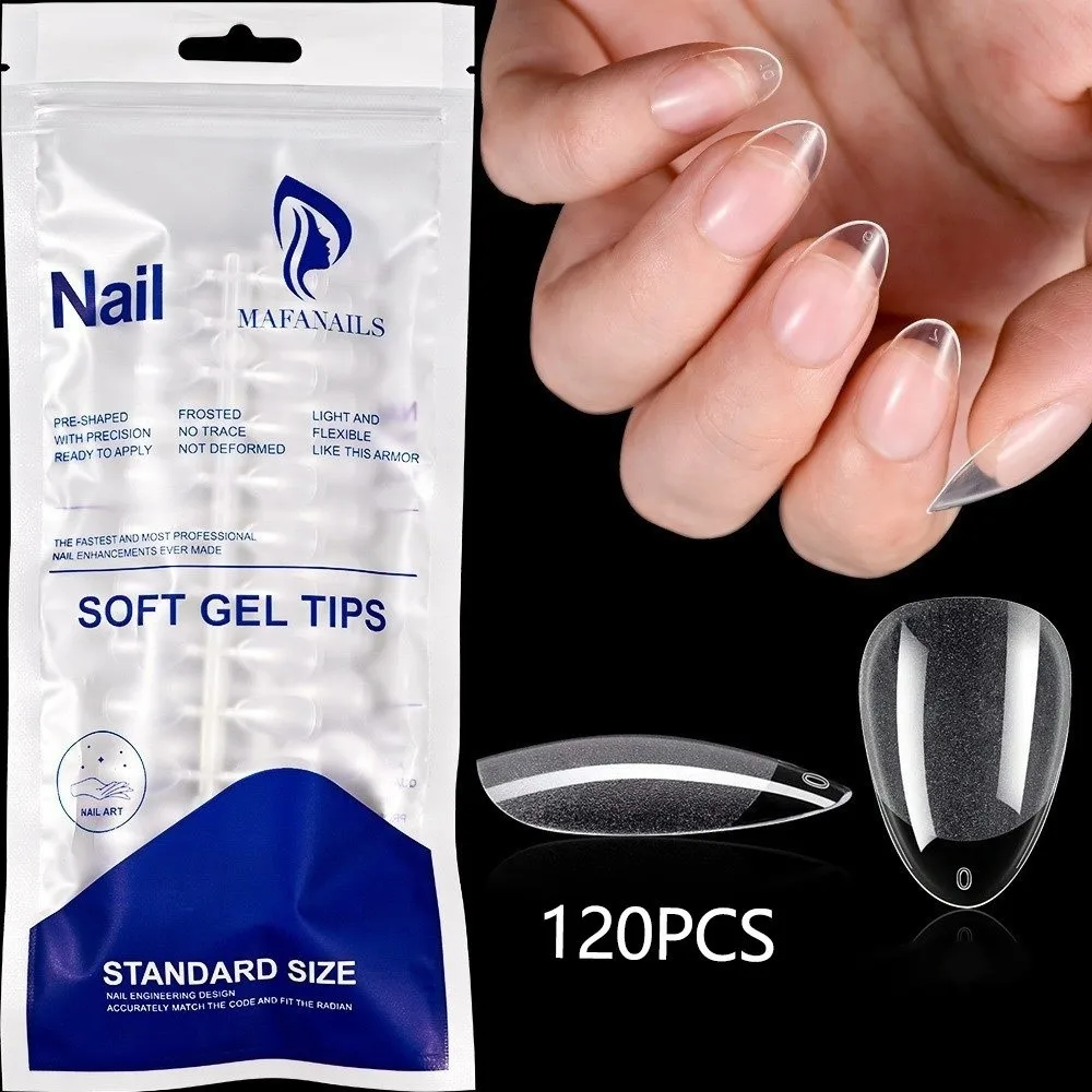 Practical Half Matte False Nail Tips Clear Extra Short Gel Nail Extension Pre-Shaped 12 Size Nail Extension Tips for Women