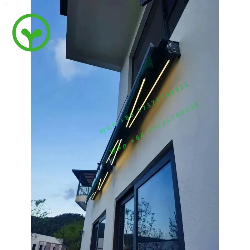 A380 Economical Awning  izable Aluminum Retractable Electric Sunshade with Light Outdoor Foldable Sunshade Cloth