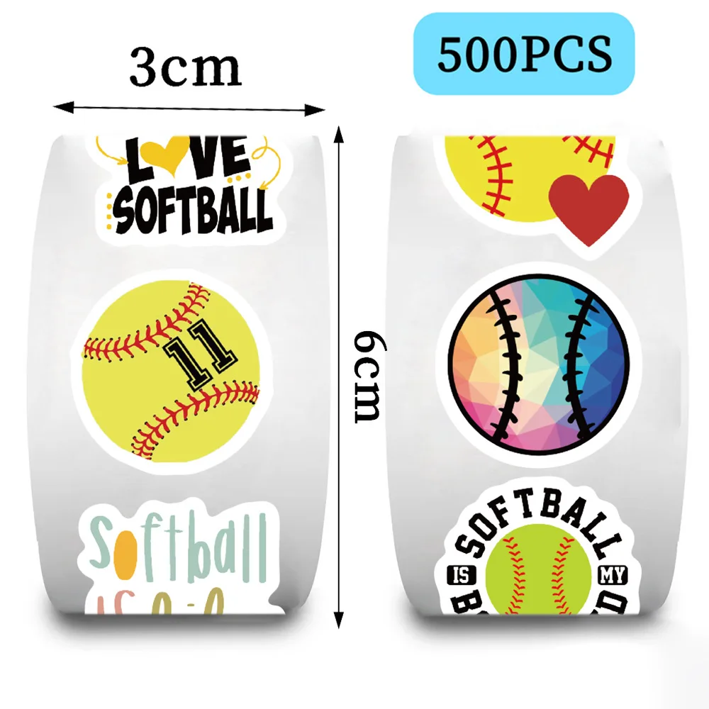 500pcs/roll Sports Softball Cartoon Graffiti Sticker DIY Guitar Laptop Notebook Suitcase Cup Waterproof Sticker Kids Toy Gifts