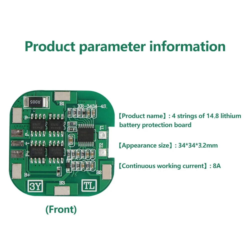 BMS 4S 8A 14.8V 18650 Lithium Battery Charge Protection Board Power Bank Monitor Same Port PCB for Electric Tools/Drill Motor