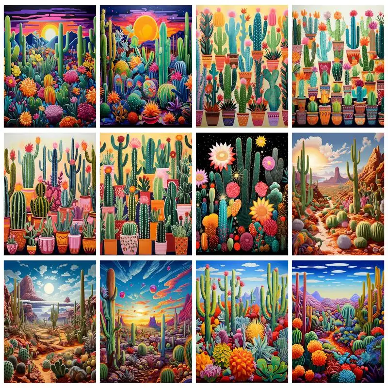 

RUOPOTY Diamond Painting Cactus Full Square/Round Embroidery Landscape Mosaic Rhinestone Pictures Cross Stitch Kits Decor Gift