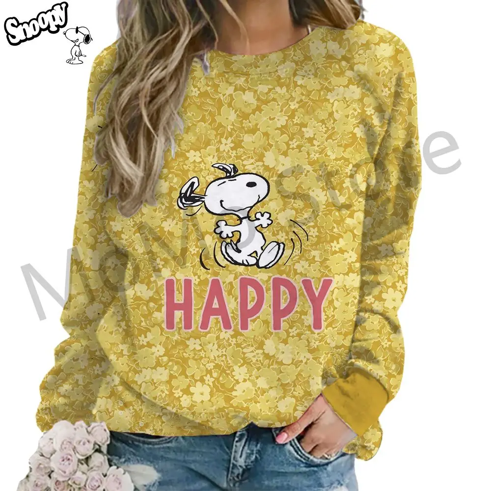 Snoopy O Neck Women\'s Long Sleeve Sweatshirts 3D Print Lovely S-3XL High Quality Party New Streetwear Pullovers Y2k Fashion 2024