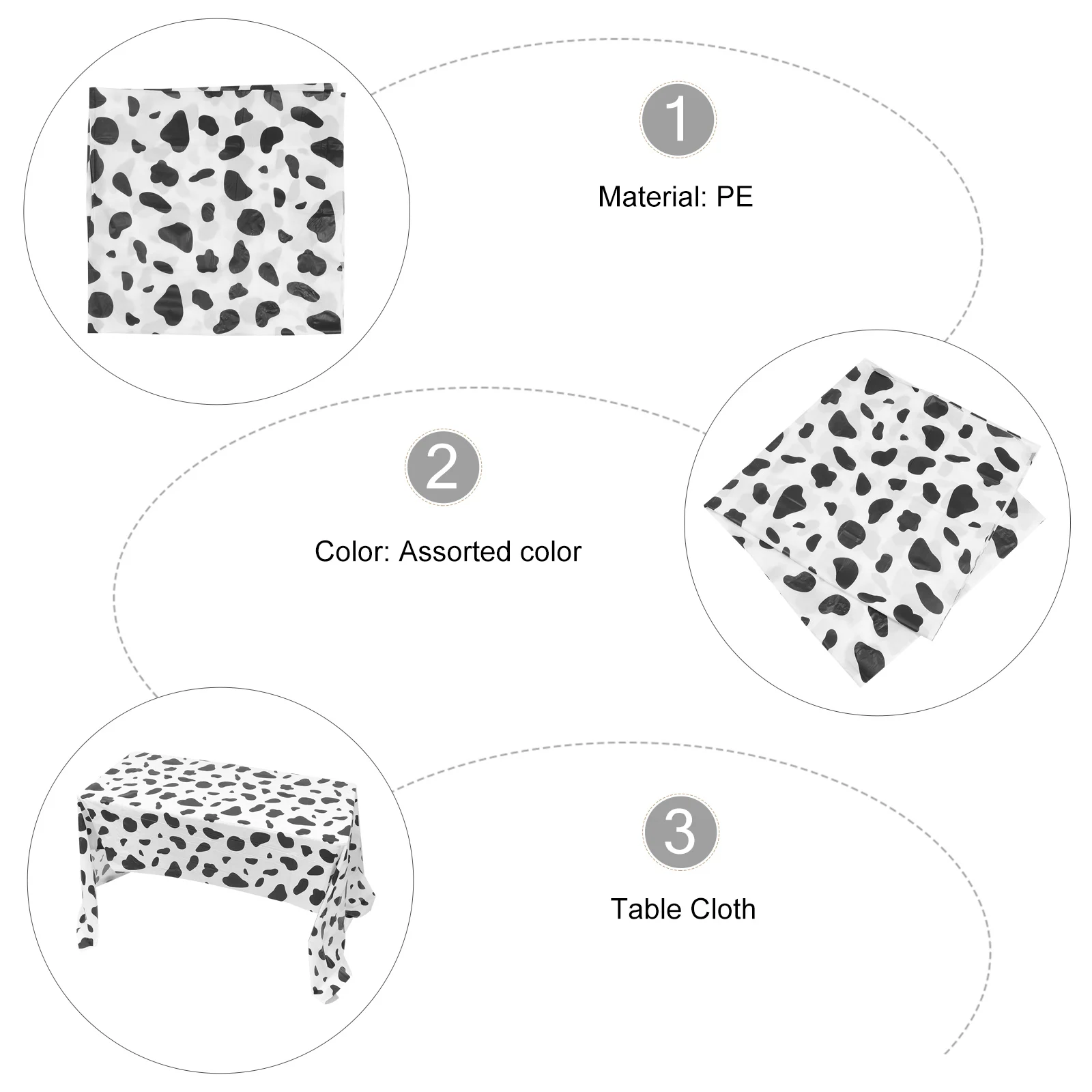 

2 pcs Premium Pe Disposable Tablecloth Milk Pattern Waterproof Table Cover For Wedding Party Buffet Dessert Decoration Printed