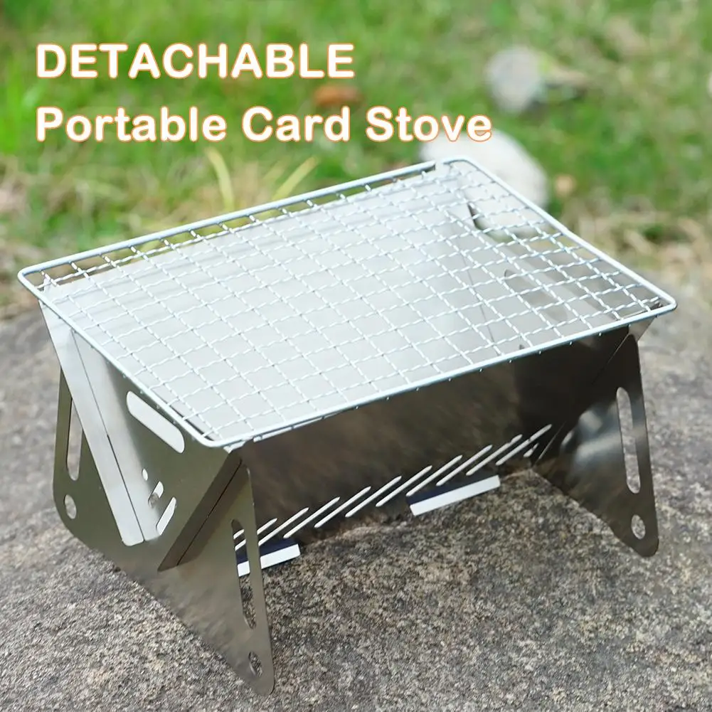 Stainless Steel Incinerator Grill BBQ Charcoal Stove Outdoor Equipment Portable Supplies Camping Stove Folding Picnic Kitch P2R4