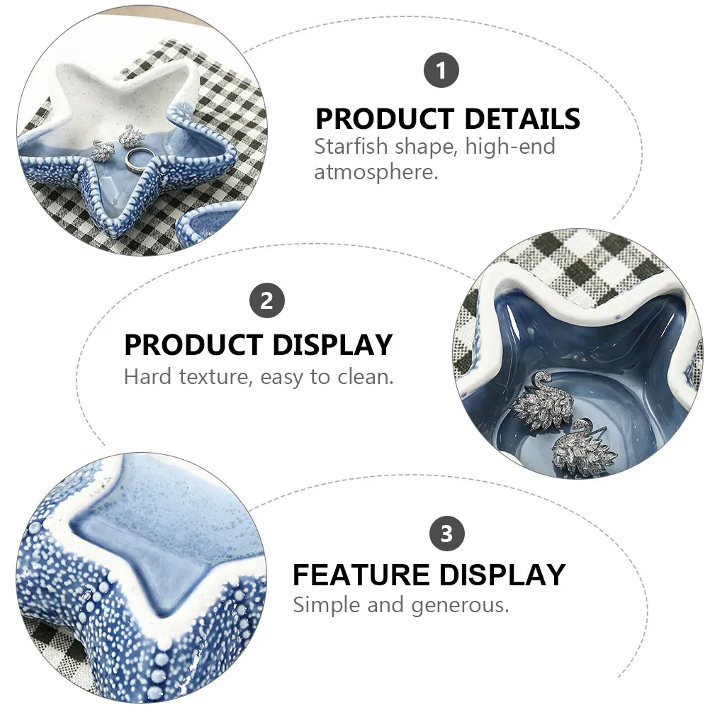 

Керамическая тарелка в форме звезды для хранения украшений, декоративный поднос для колец, серег, браслетов, ожерелий, украшение для дома